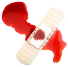 A band-aid covering a blood puddle.